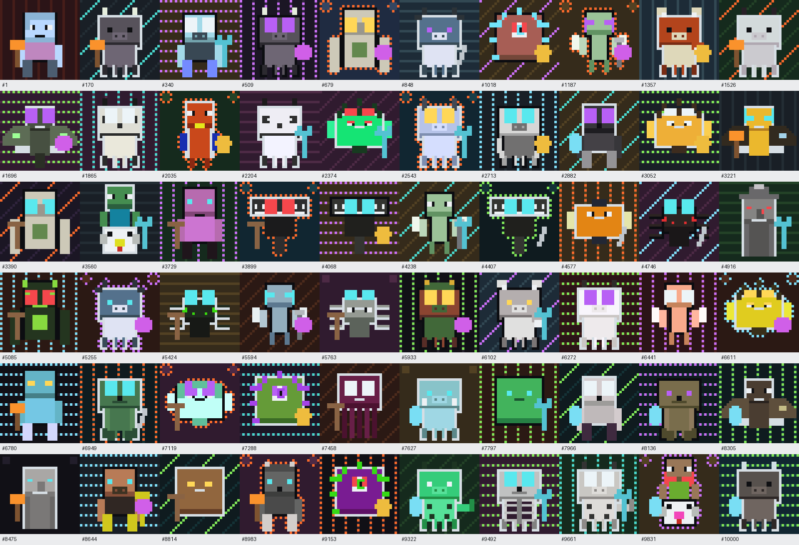 Preview grid from the Minecraft Rh 10,000-piece collection